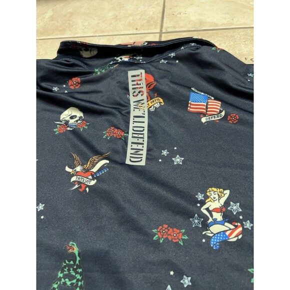 Grunt Style Shirt Mens 3XL Blue Golf Polo Patriotic July 4th America Skull AOP - Picture 7 of 8